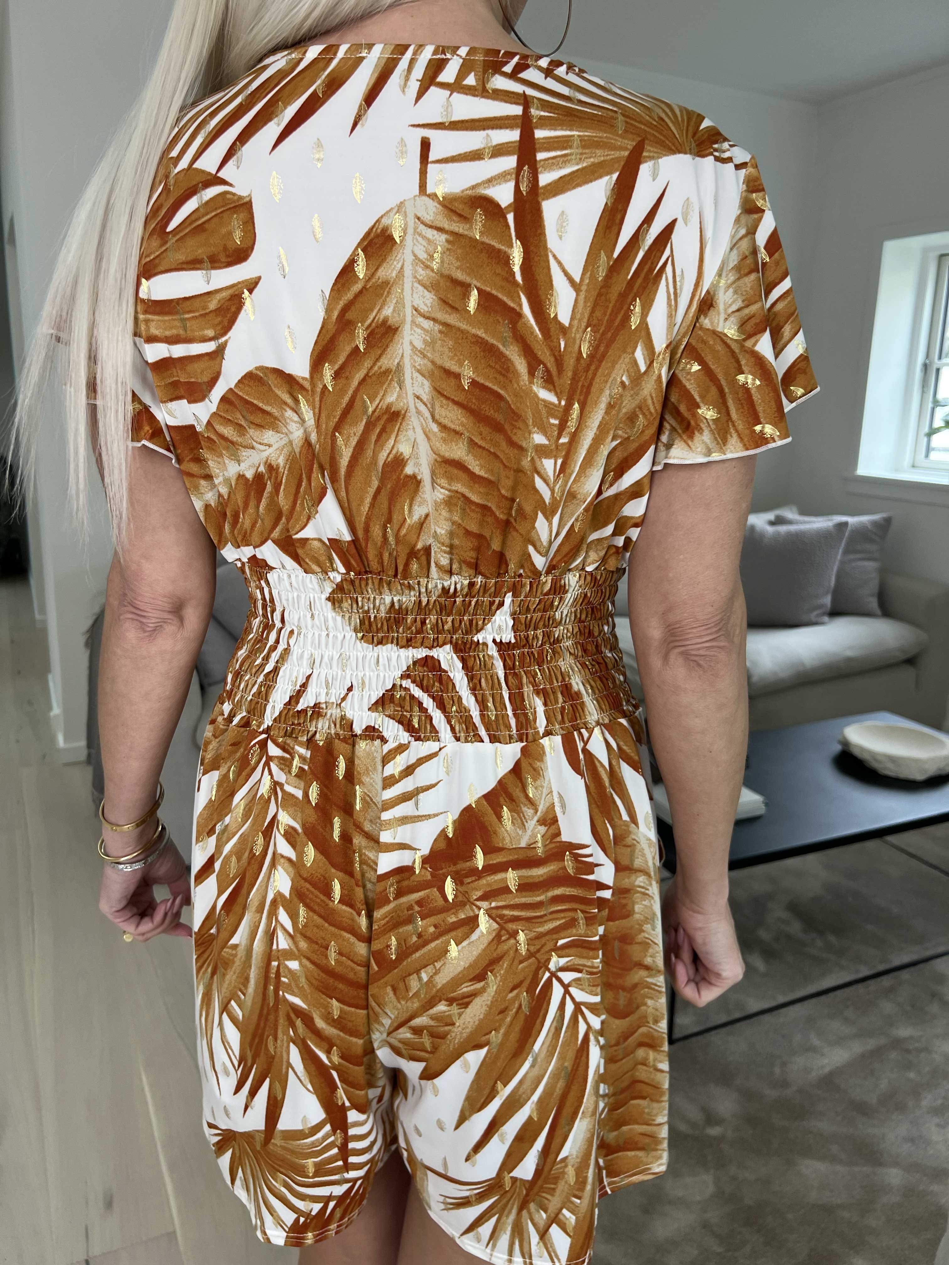 Pams Leaf Playsuit - Elastisk buksedragt med bladmønster